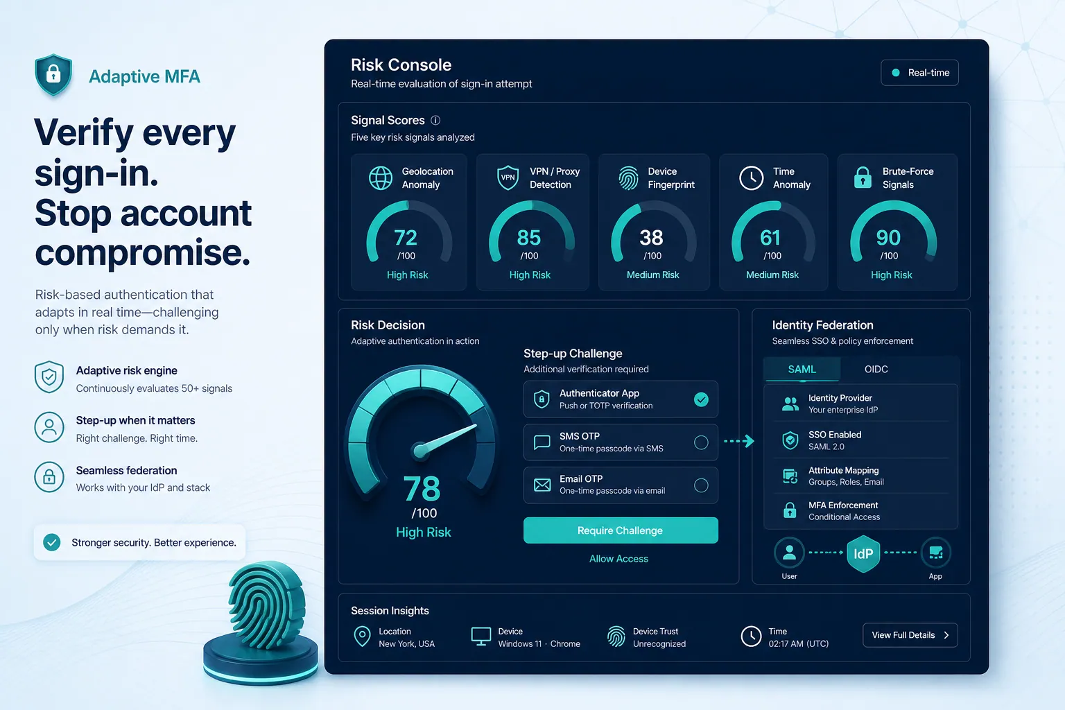 Adaptive Risk & Identity Federation product visual